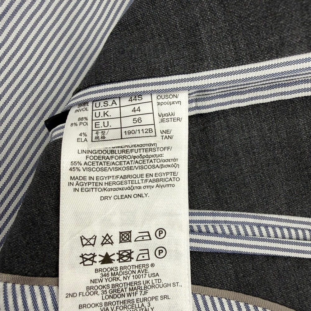 Brooks Brothers Explorer Madison Fit Suit Charcoal Gray 44S 38W Wool Blend Mens - Picture 7 of 16